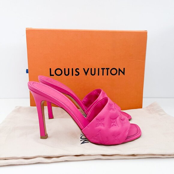 Louis Vuitton Revival Mule Monogram Pink Heel Padded Heels Sandals - Picture 16 of 16
